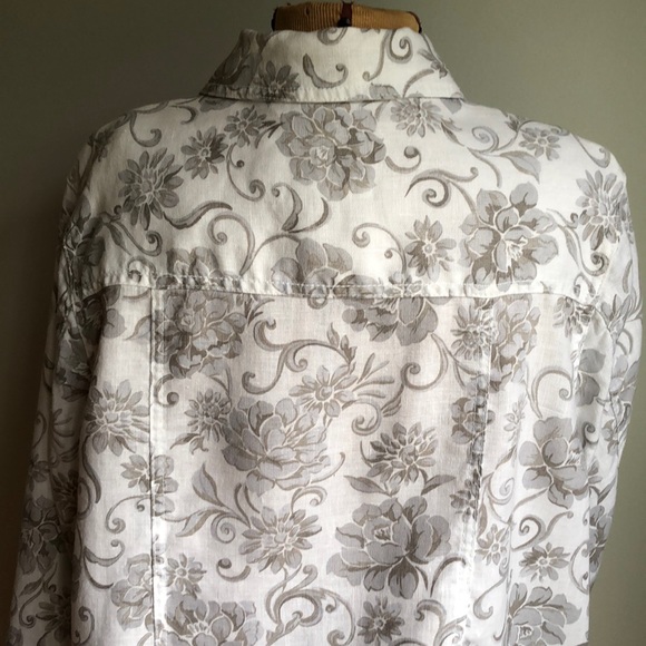 Lucy and Laurel Linen Crop Jacket White Grey - Picture 6 of 15